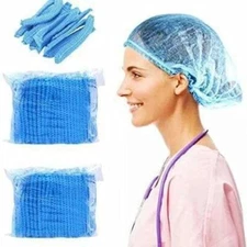 Up to 1000pcs,Medical Disposable Hair, Bouffant Cap/Head covers,21",Blue,White