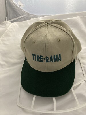 Vintage Tire Rama Baseball Cap Two-Tone Beige & Green Snapback Trucker Hat
