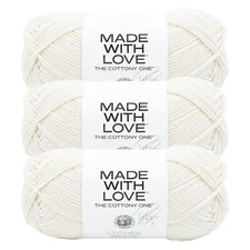 (3 Pack) Lion Brand Yarn 3040-098BB Tom Daley-The Cottony One Yarn, Lychee White