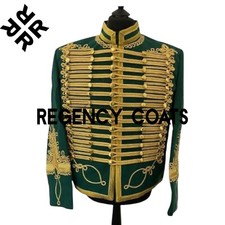 Napoleonic Pelisse Jimi Hendrix Hussar Jacket, Men's Dark Green Hussar Tunic