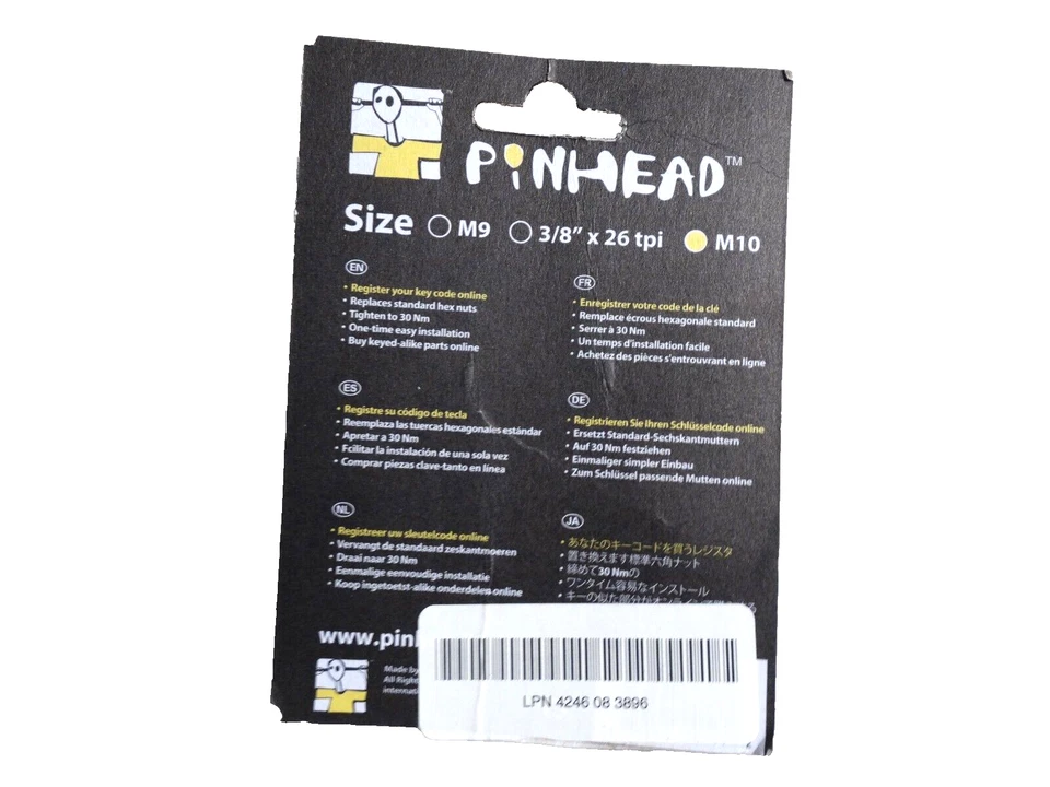 Pinhead Bicycle 10mm Front Wheel Bolt On Axle Lock Nuts With Coded Key - Image 3 of 3