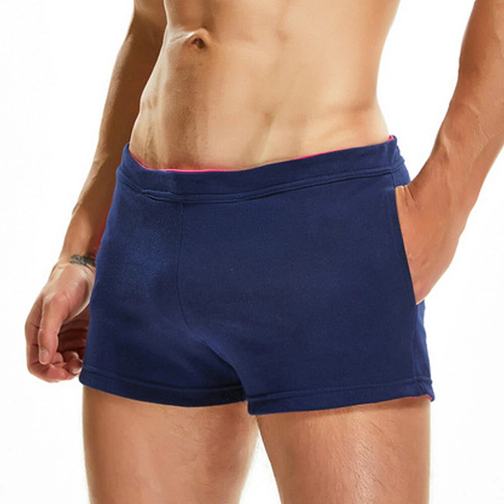Cool Men's Casual 100% Cotton Comfy Shorts Homewear Trunks with Pocket 6 Colors