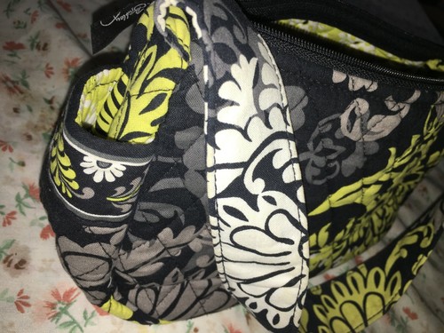 VERA BRADLEY Black Yellow White Gray Floral BAROQUE Cloth Strap Handbag Purse - 第 7/9 張圖片
