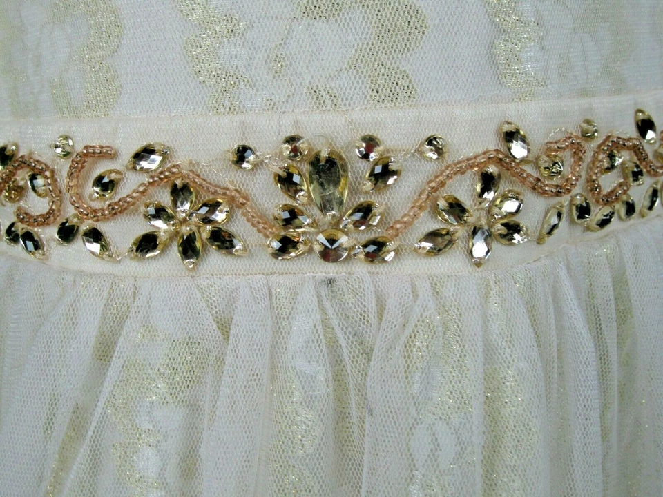 Vestido Amy Byer Crema Shabby Estrás Elegante Tul Niñas Talla 10 Foto 4 de 4