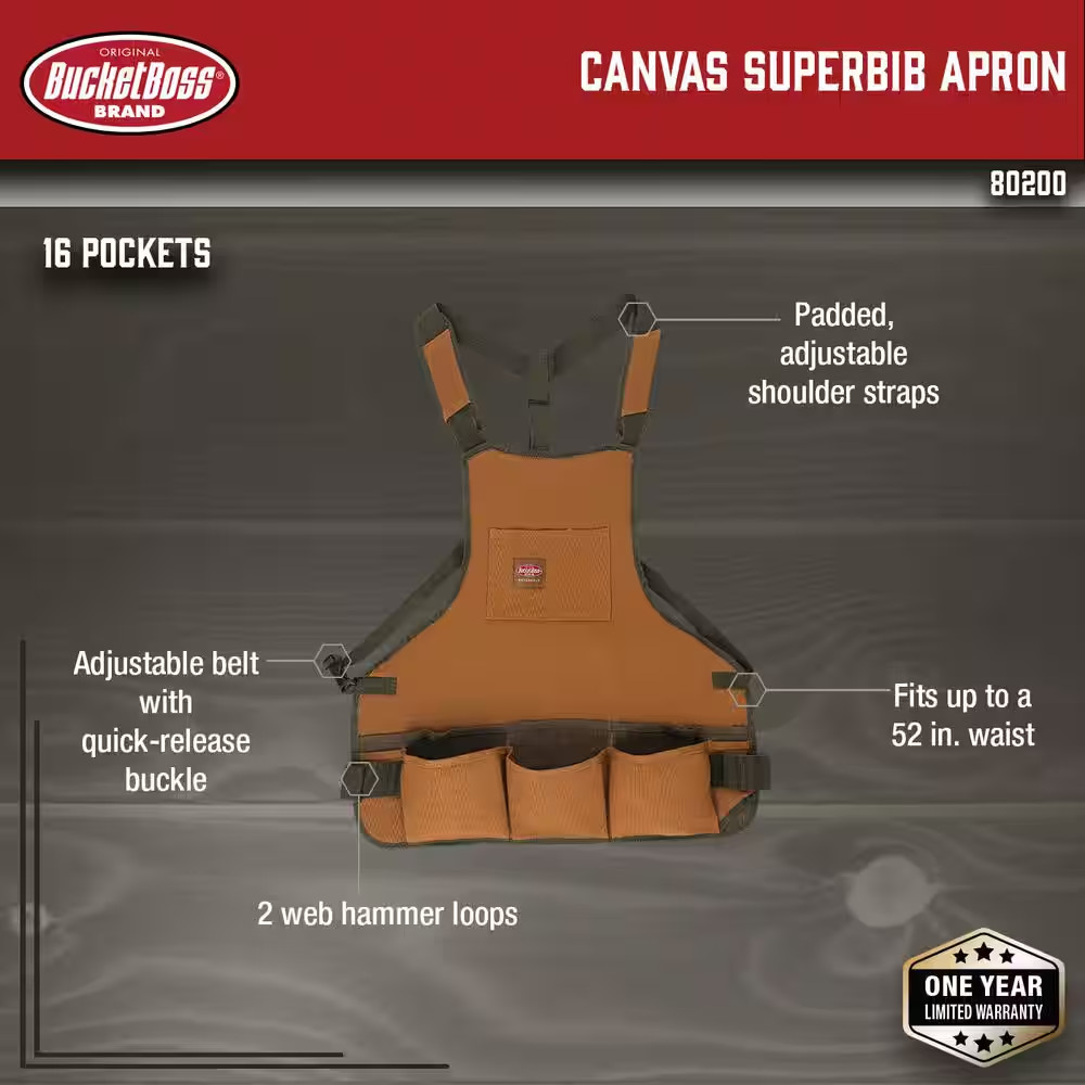 23 in. 16-Pocket Duckwear Super Bib Tool Apron
