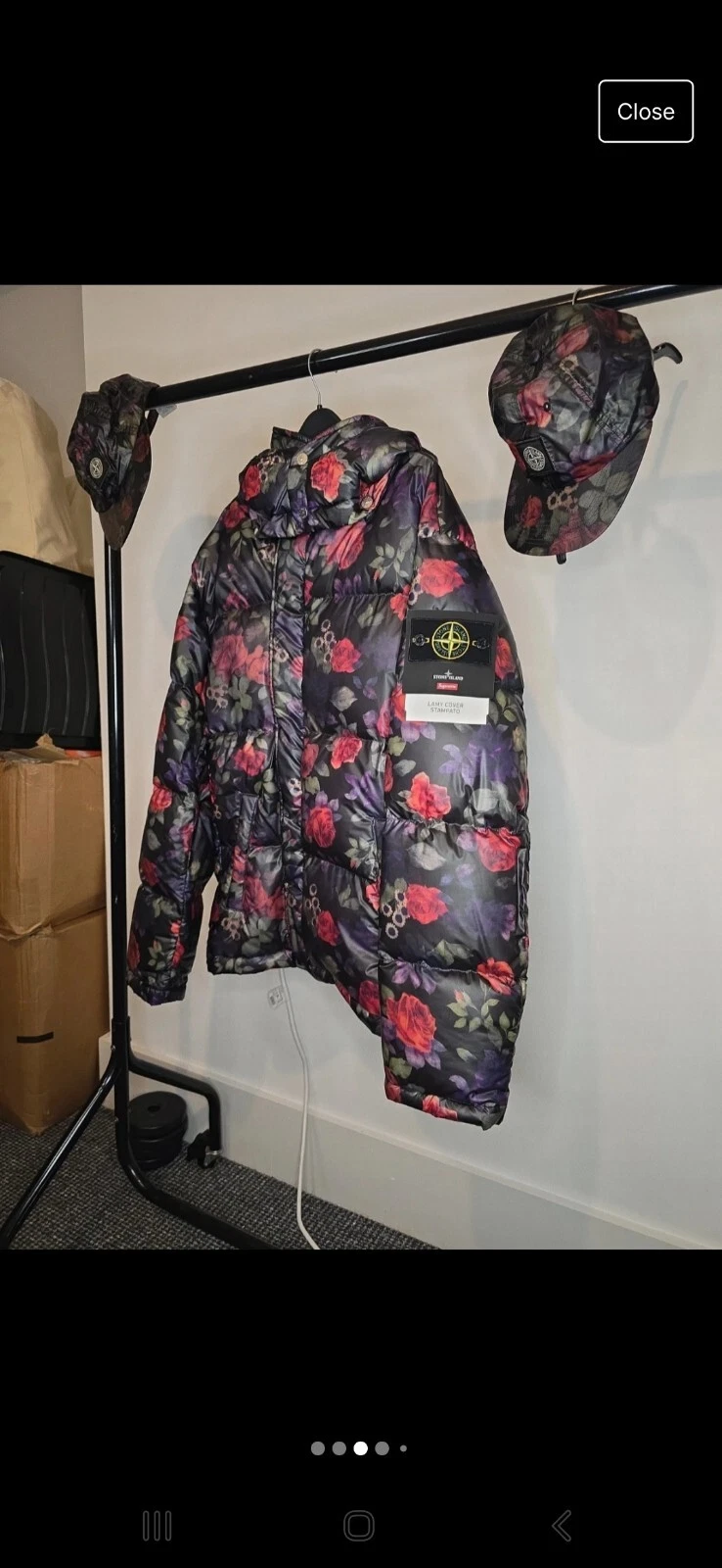 Stone Island x Supreme Lamy Cover Stampato Puffy Jacket Cappotto imbottito nero M