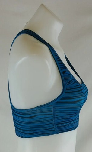Emily B Active Wear Teal & Black Striped Sports Bra Women's Size Small Polyester - Picture 7 of 12