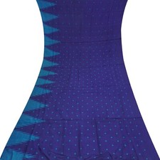 Vintage Blue 100 Pure Silk Handwoven Sari Remnant 5YD Craft Fabric Silk Scrap