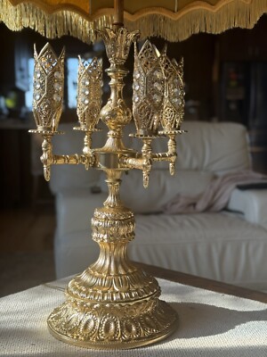 Loevsky and Loevsky Metal Jeweled Hollywood Regency Lamp