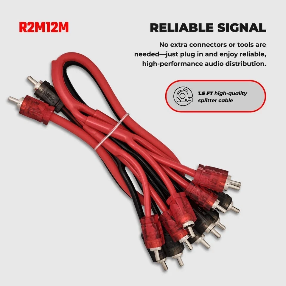 DS18 RCA Cable Splitter Wire 100% Copper OFC Y Connector 2 MALE to 12 MALE 1.5' - Image 3 of 4
