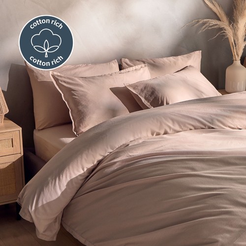 Silentnight Washed Cotton Rich Duvet Cover Set Pillowcase Soft Bedding Easy Care - Picture 17 of 36