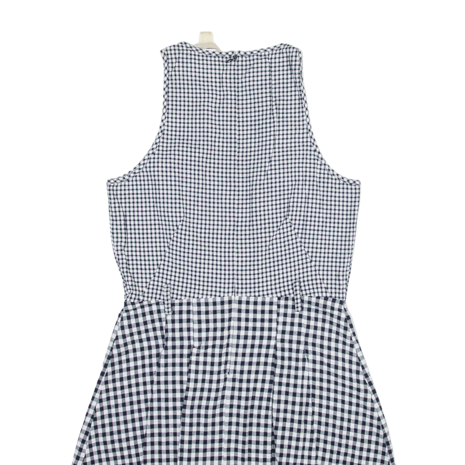 Abito MICHAEL KORS aderente e svasato bianco Gingham senza maniche corto donna UK 8