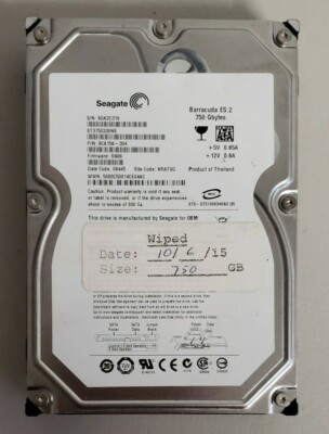 Seagate Barracuda ES.2 750GB Hard Drive WIPED
