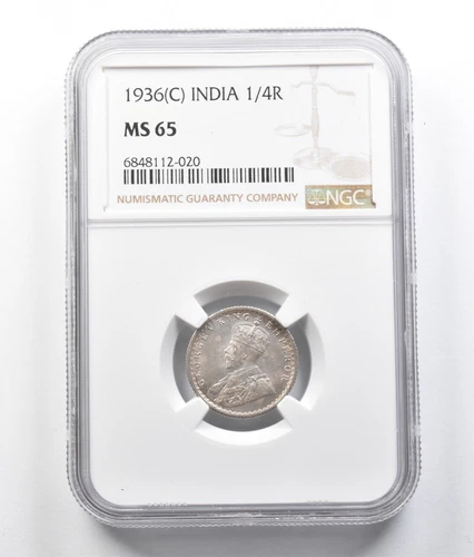 1936 (C) India 1/4 Rupee MS65 NGC *7021