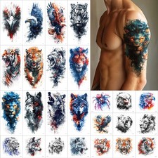 25 Sheets Tough Beast Temporary Tattoo Stickers, 12 Sheets Large Arm Watercol...