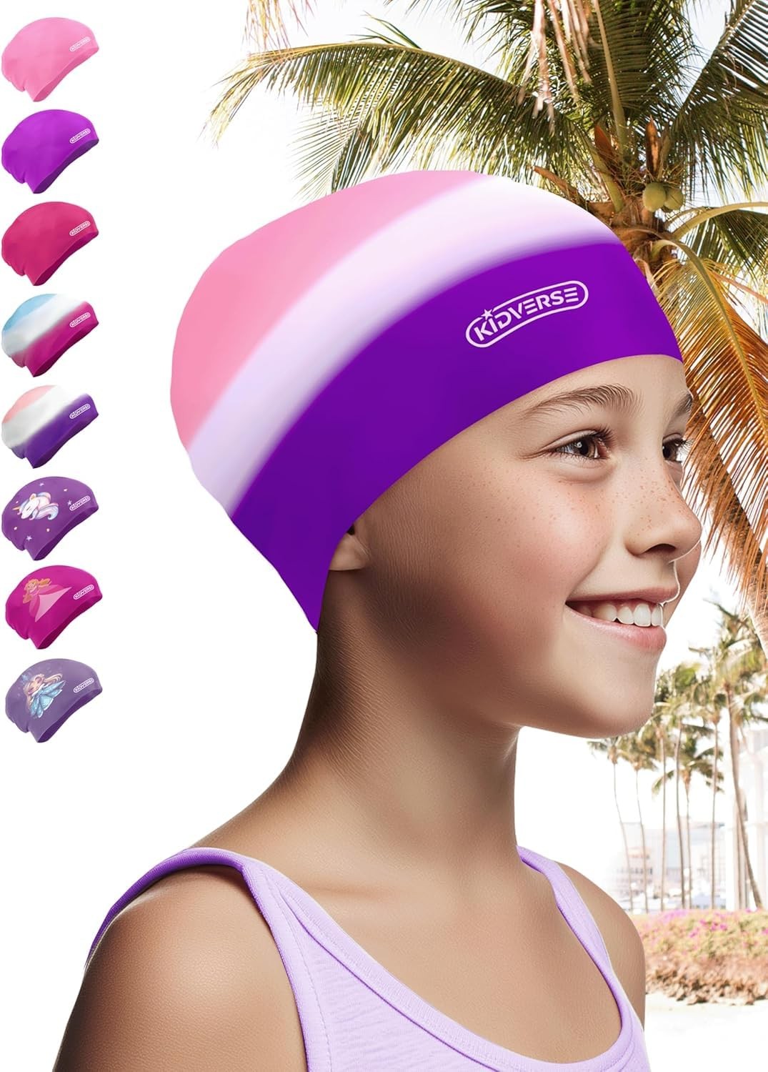Bonnet de bain cheveux longs fille grand volume piscine club