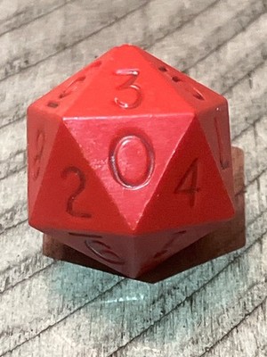 WOW CONDITION vintage Armory d20 0-9 twice opaque red rpg ad&d dice 120723@