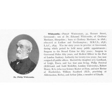 Dr Philip Whitcombe of Hamer Street, Gravesend Kent - Antique Print 1904