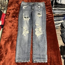 Judy Blue Jeans Womens 11 30 Blue Boyfriend Fit Distressed Ripped Raw Hem Denim
