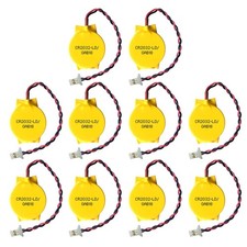 10PACK 3V CR2032 CMOS Battery with Wire Leads and MOLEX Connector Computer Re...