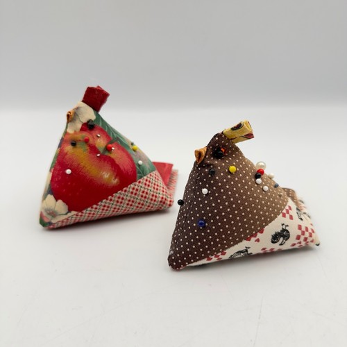 Handmade Fabric Chicken Pincushion Set of 2 Farmhouse Patchwork Sewing Weights
