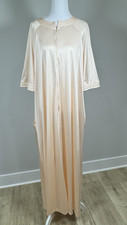 Vintage Vanity Fair Peach Nylon Zip Front House Coat Robe Lounge Dress Size L