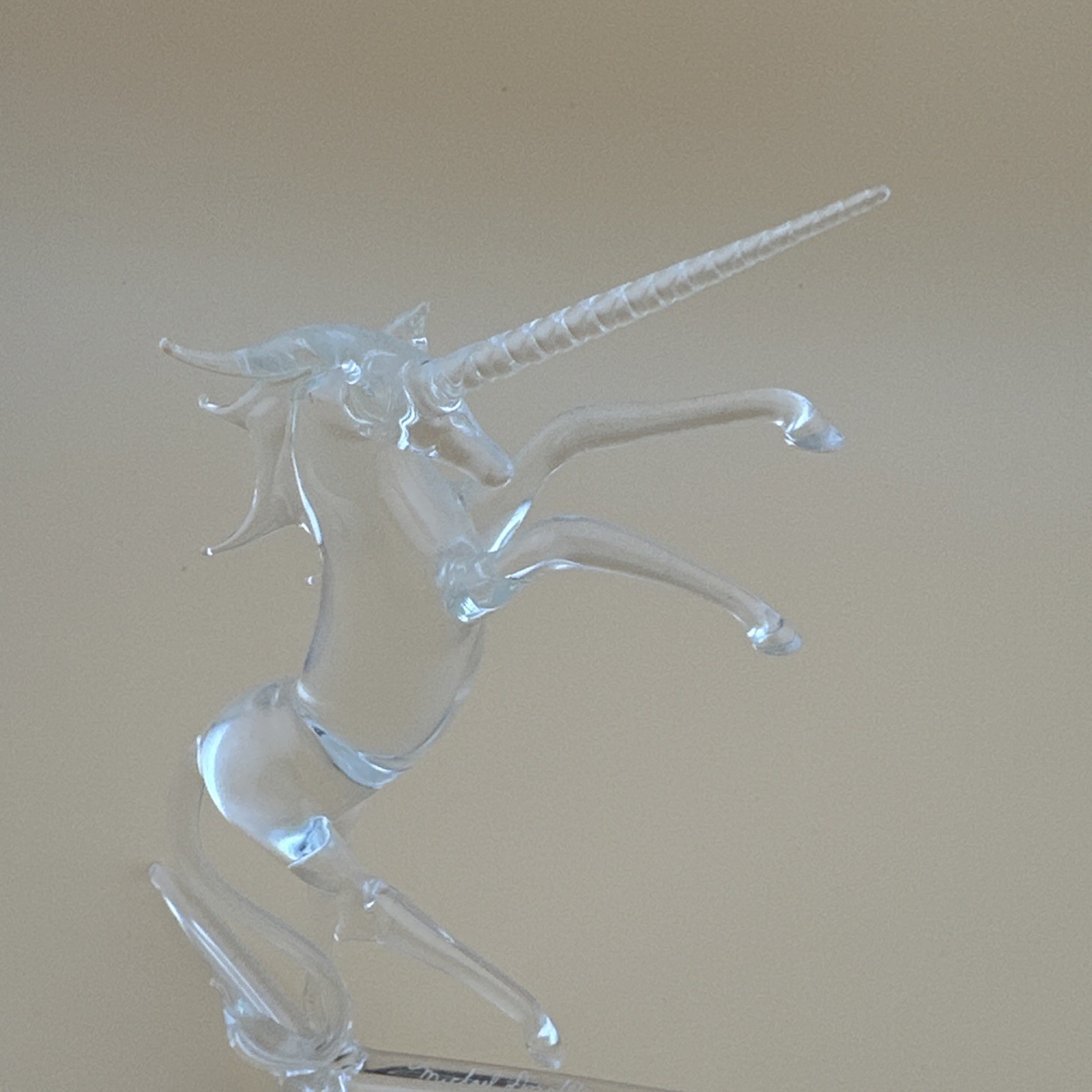 Beautiful Glass Blown Unicorn Figurine Signed and Dated 1985