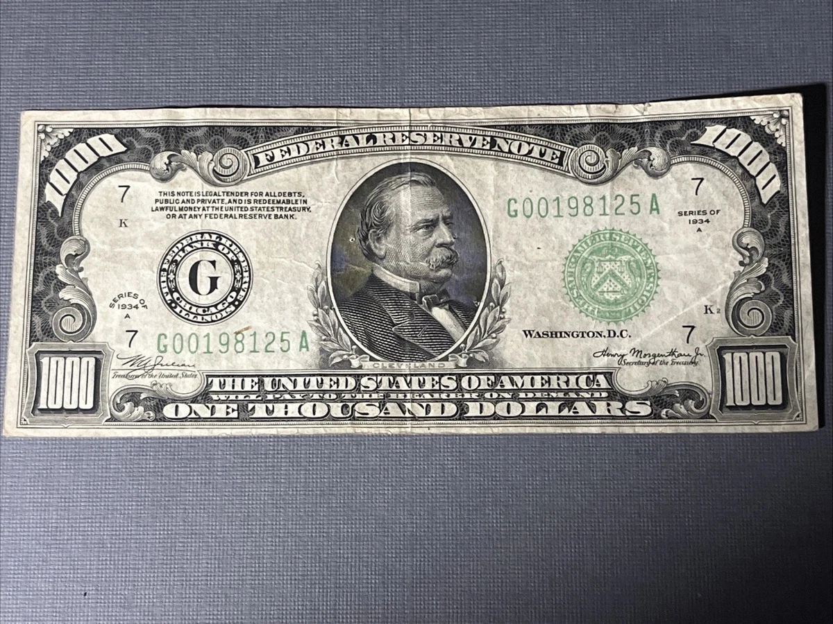 1000 美元小纸币说明| eBay