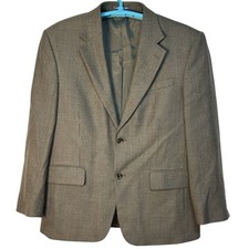 Oscar de la Renta Brown Plaid 100  Wool Blazer Jacket Sport Coat Classic 42S