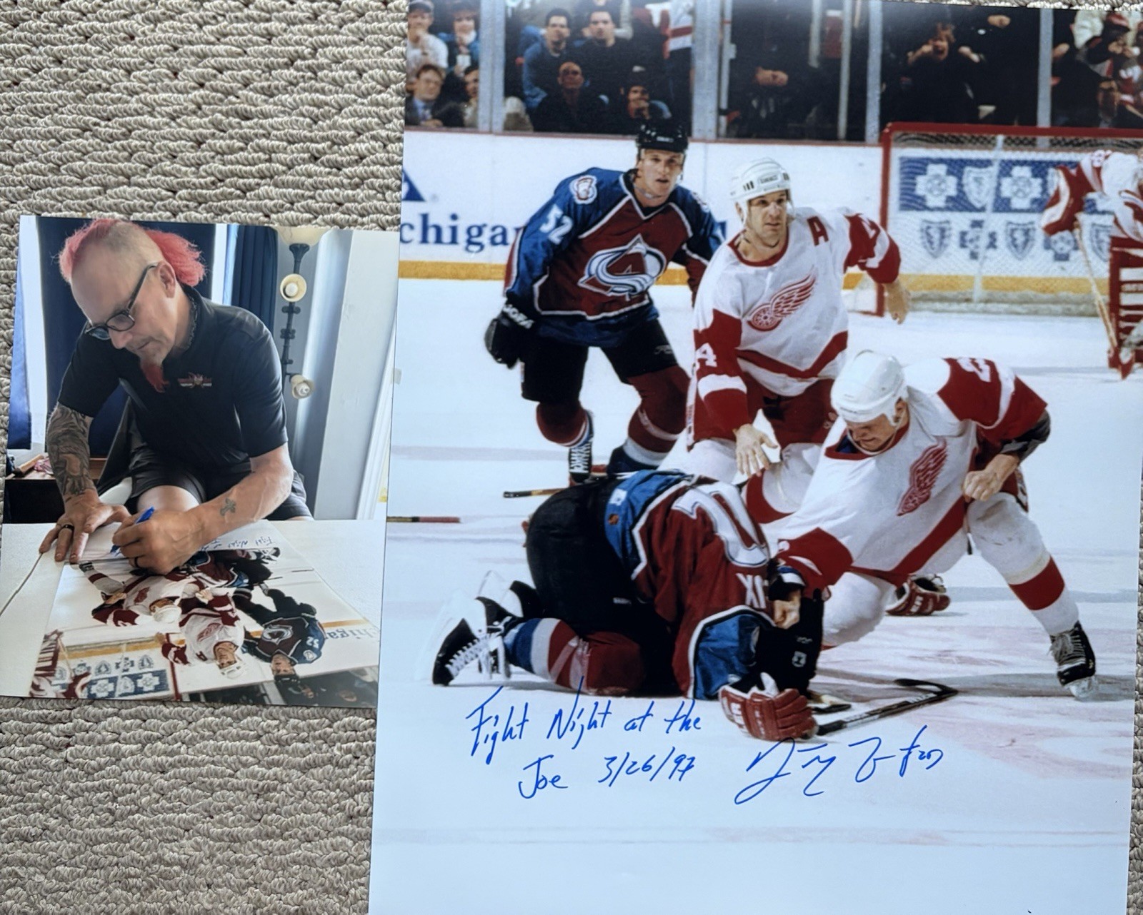 Darren McCarty & Lemieux 16x20 Autographed By Darren INSCRIP Fight Night At Joe