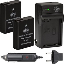 Pack of 2 EN-EL14A Batteries and Charger for Nikon D3100, D3200, D3300, D3400...
