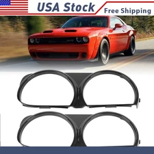 Pair Front Headlight Bezel Lamp Cover Set Trim For 2015-2021 Dodge Challenger XH