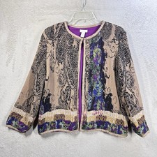 Chico's Paisley Art Print Jacket Blazer Sz M 1 Lightweight Office Mature