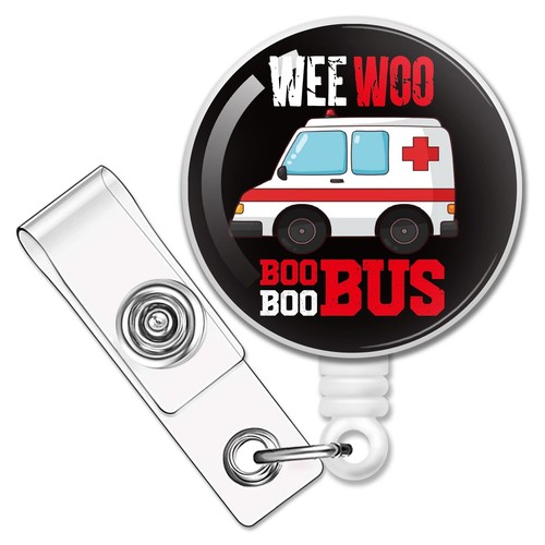 RZHV Wee Woo Boo Boo Bus Retractable Badge Reel with Alligator Clip ...
