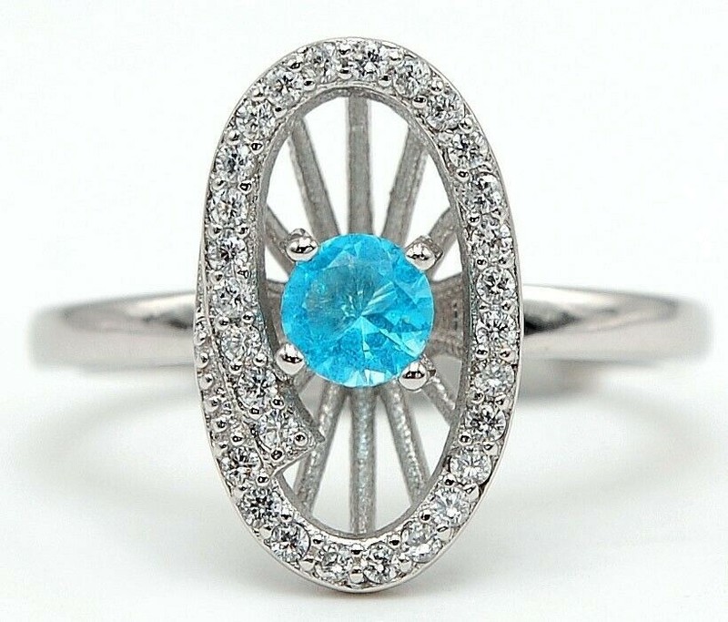 1CT  Aquamarine 925 Solid Sterling Silver Ring Sz 7 &5-3