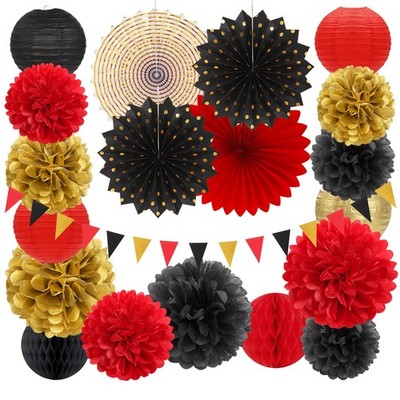 Red-Black Gold Casino Theme Party-Decorations - 20pcs Game Night Paper Lanter...