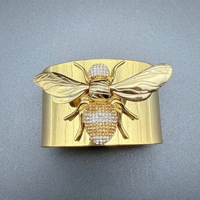 Rare Baublebar Bee Cuff Bracelet Gold Tone Rhinestone Bumble Queen Insect 6 3/4''