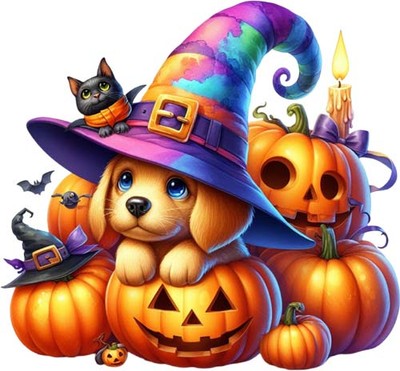 Halloween Kürbis Hund Wandbild Schlafzimmer Kinderzimmer Dekor Vinyl Aufkleber Abziehbild 6 Größen