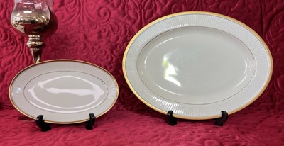 Fitz & Floyd Platine d'Or  Serving 2 Platters Oval  Elegant Gold Platinum Trim