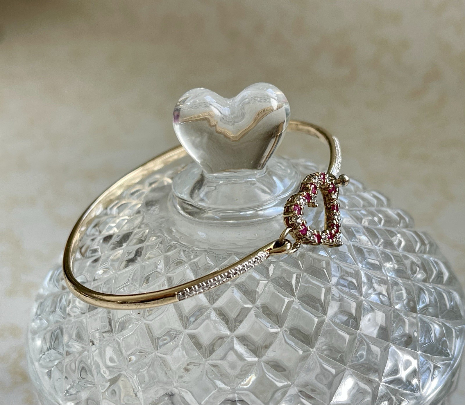 ROSS SIMONS VALENTINES RUBY DIAMOND BANGLE BRACEL… - image 2