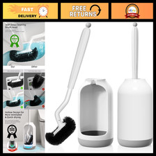 Toilet Bowl Brush Holder Set - 2 Pack Bathroom Cleaner with Curved Bristles Ca