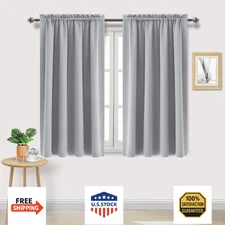 DWCN Blackout Curtains 52x54" Silver Grey Thermal Insulated Room Darkening