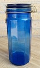 Vintage Cobalt Blue Glass Jar Wire Bail Closure Hinged Lid Spaghetti Canister — photo 5