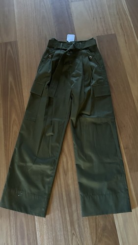 BASSIKE khaki pleat front Cargo pants - size 00 6 - 8 new with tag - Picture 2 of 7