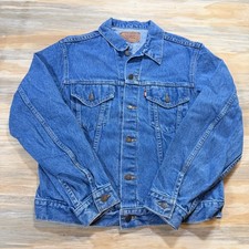 Vintage Levis 70506 Harley Davidson Denim Trucker Jacket Blue Made in USA Mens M