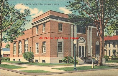 MI, Three Rivers, Michigan, Post Office Building, Sturgis News Pub No 9485