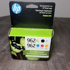 HP 962XL Black 962 Cyan Magenta Yellow Genuine Ink 4 Pack Exp. Aug 2026