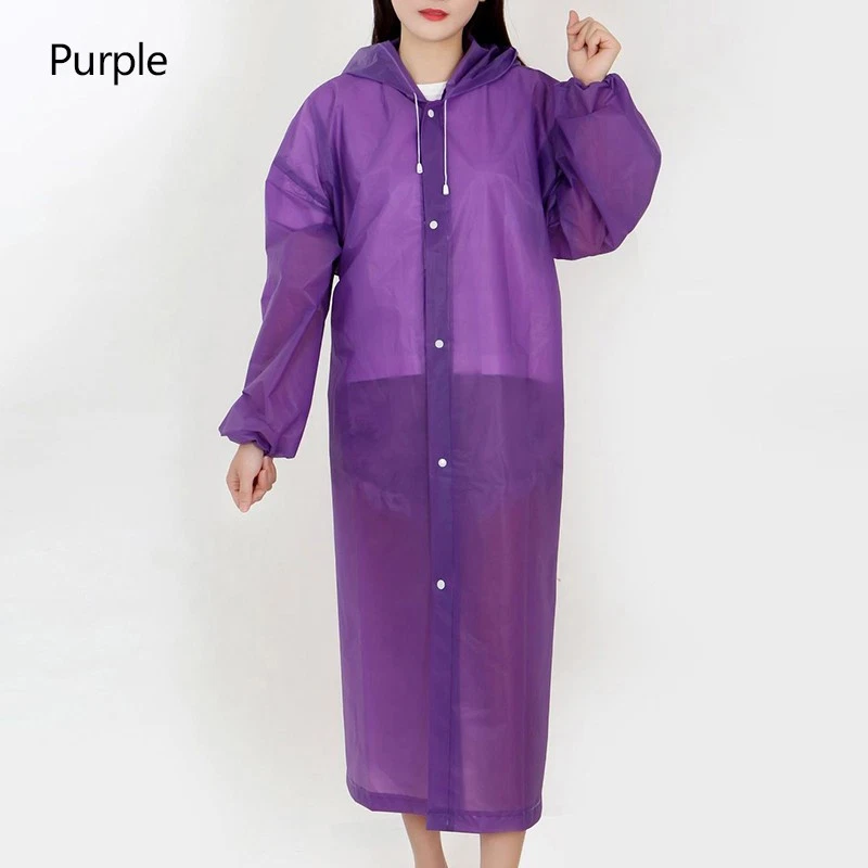 Women Men Waterproof Jacket Clear PVC Raincoat Rain Coat Hooded Poncho Rainwear - Image 3 of 4