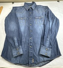 Wrangler Retro Premium Mens Denim Western Snap LS Shirt MVR458D Blue XL 5573