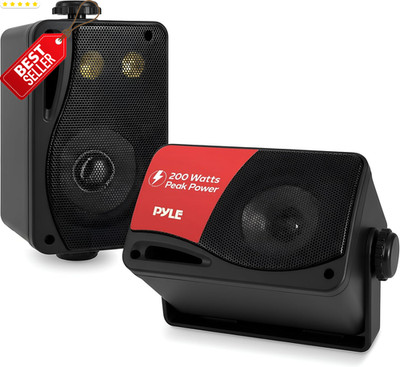 3-Way Indoor Outdoor Speakers 200W Compact Wall Mount 3.5 Inch Pair Black - US